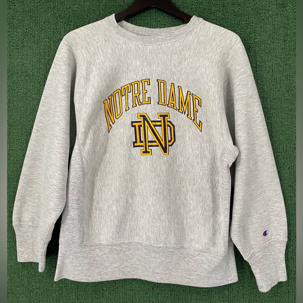 Vintage 80's Champion Reverse Weave Warm Up Notre Dame Sweatshirt Men’s Medium